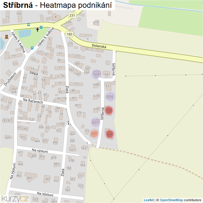 Mapa Stříbrná - Firmy v ulici.