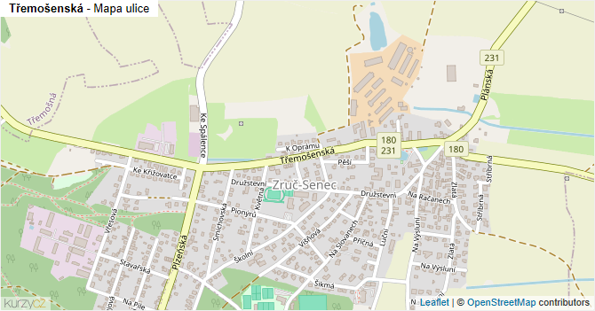 Třemošenská - mapa ulice