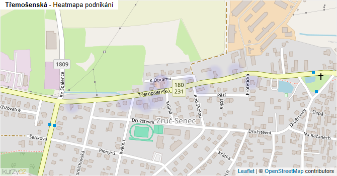 Třemošenská - mapa podnikání