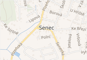 U pomníku v obci Zruč-Senec - mapa ulice