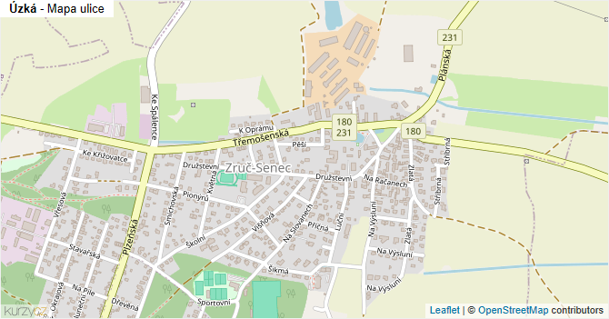 Úzká - mapa ulice