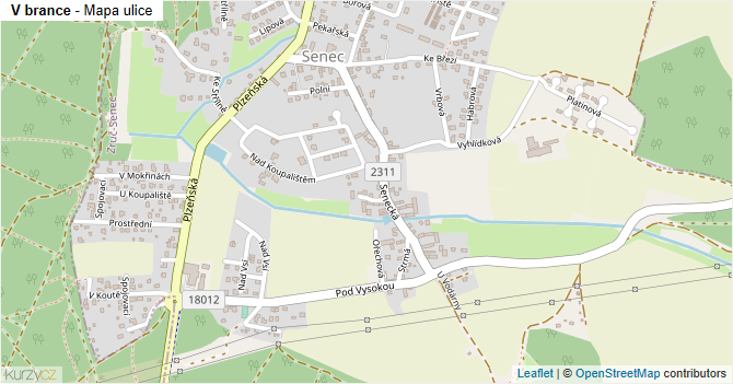V brance - mapa ulice