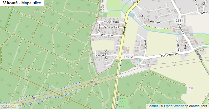 V koutě - mapa ulice