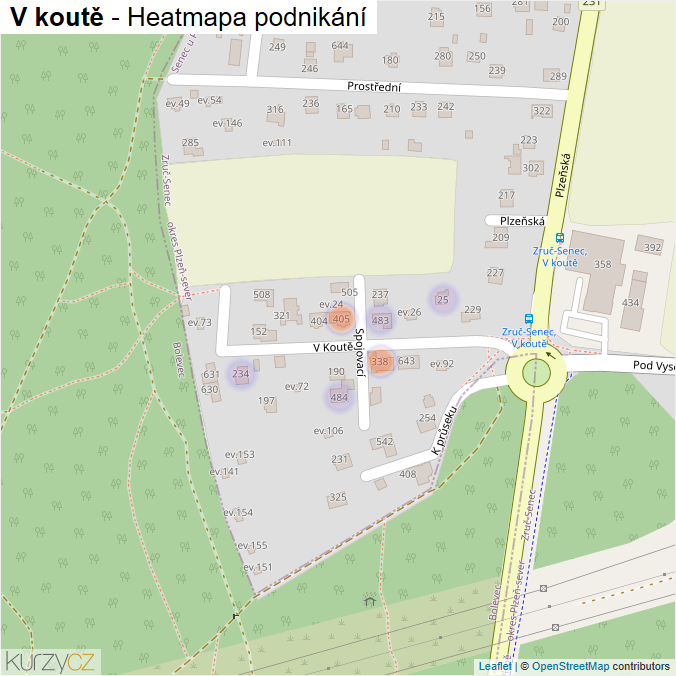 Mapa V koutě - Firmy v ulici.