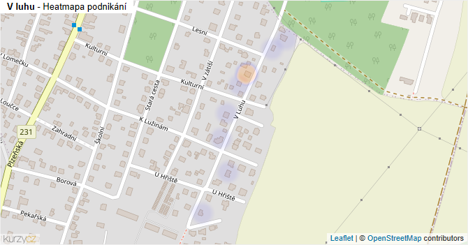 V luhu - mapa podnikání