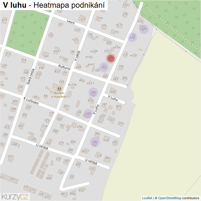 Mapa V luhu - Firmy v ulici.