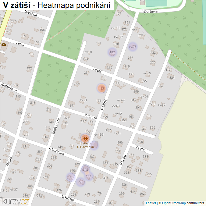 Mapa V zátiší - Firmy v ulici.