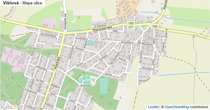 Višňová - mapa ulice