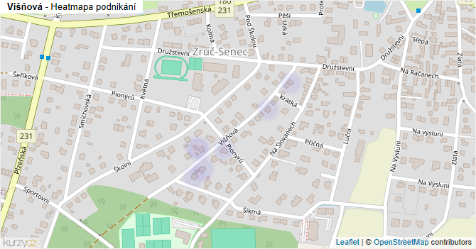 Višňová - mapa podnikání