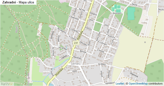 Zahradní - mapa ulice