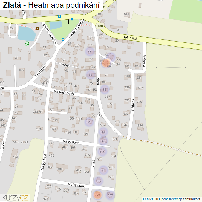 Mapa Zlatá - Firmy v ulici.