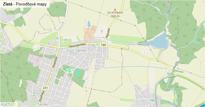 Zlatá - záplavové mapy stoleté vody