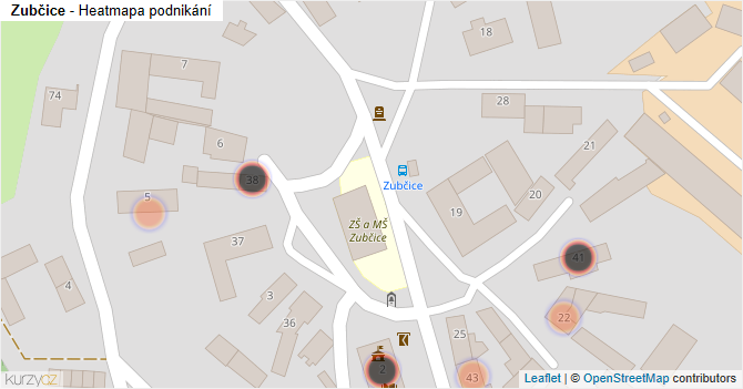 Zubčice - mapa podnikání