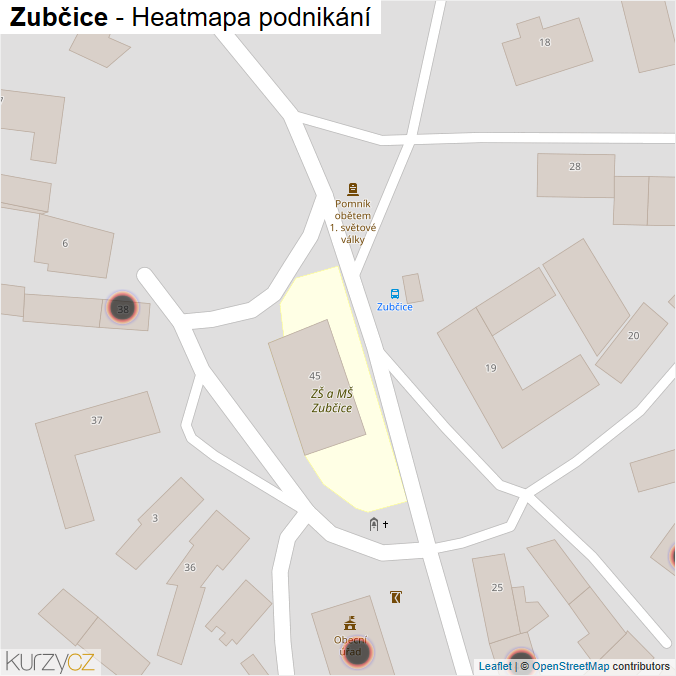 Mapa Zubčice - Firmy v obci.