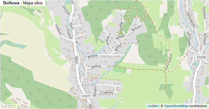 Bořkova - mapa ulice