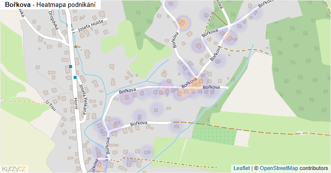 Bořkova - mapa podnikání
