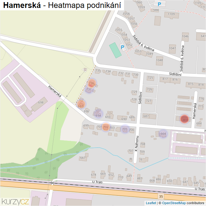Mapa Hamerská - Firmy v ulici.