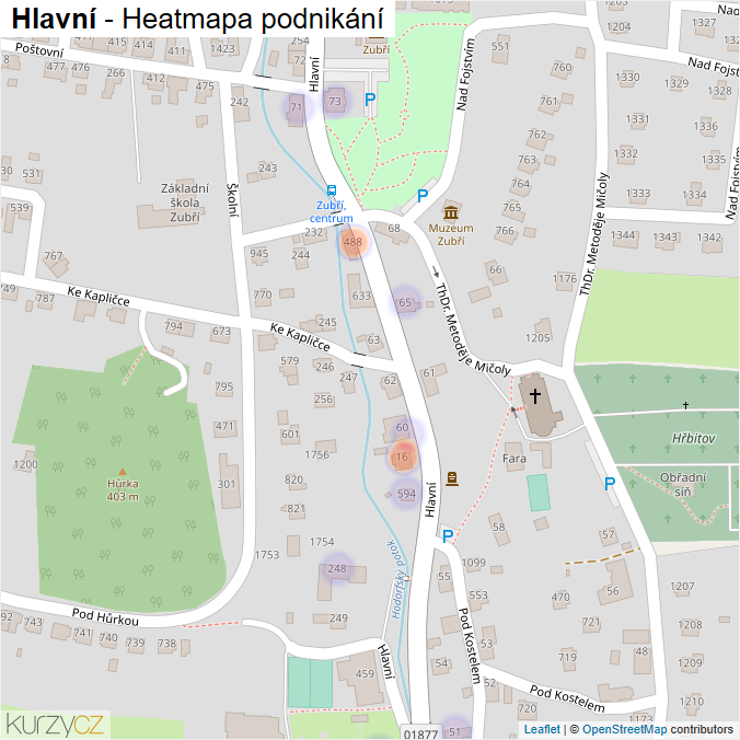 Mapa Hlavní - Firmy v ulici.