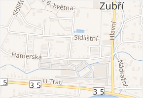 MUDr. Antonína Fabiána v obci Zubří - mapa ulice