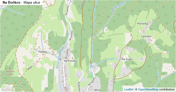 Na Boňkov - mapa ulice