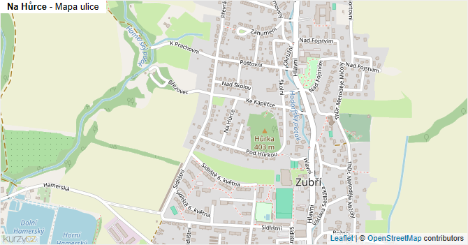 Na Hůrce - mapa ulice