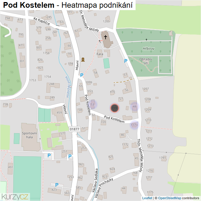 Mapa Pod Kostelem - Firmy v ulici.
