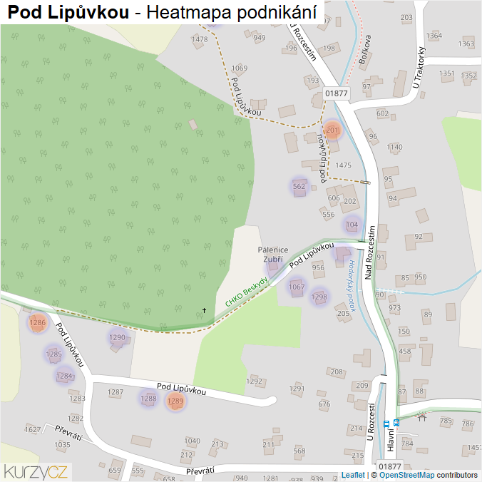 Mapa Pod Lipůvkou - Firmy v ulici.