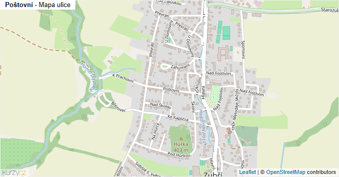 Poštovní - mapa ulice