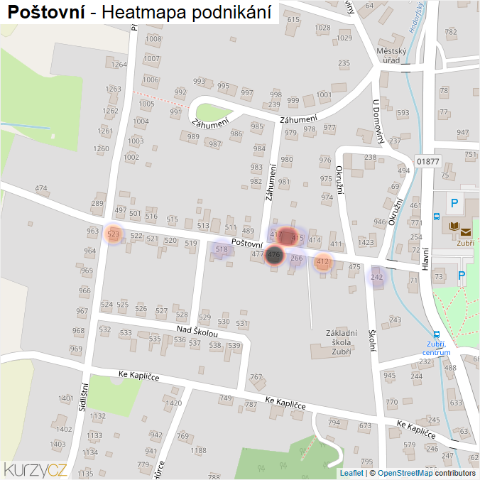 Mapa Poštovní - Firmy v ulici.