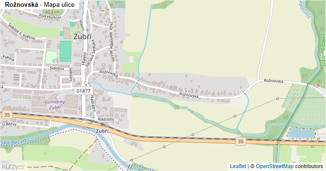 Rožnovská - mapa ulice