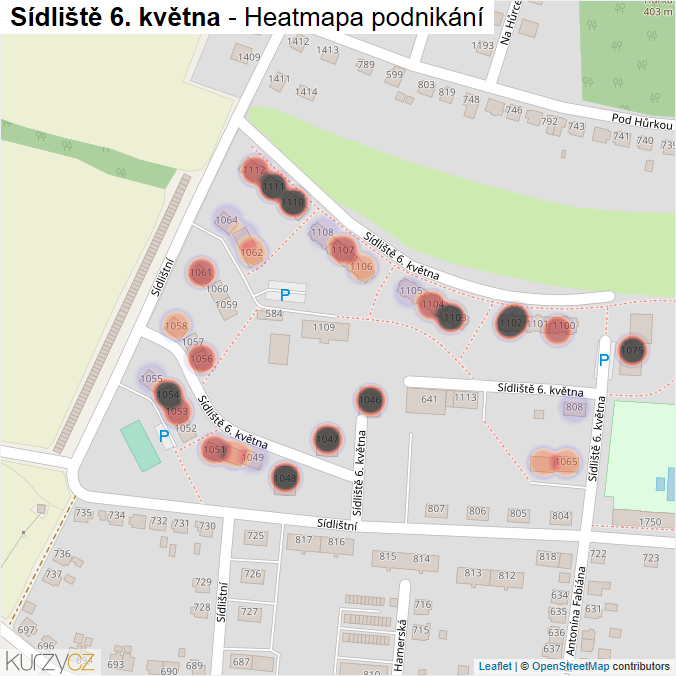 Mapa Sídliště 6. května - Firmy v ulici.