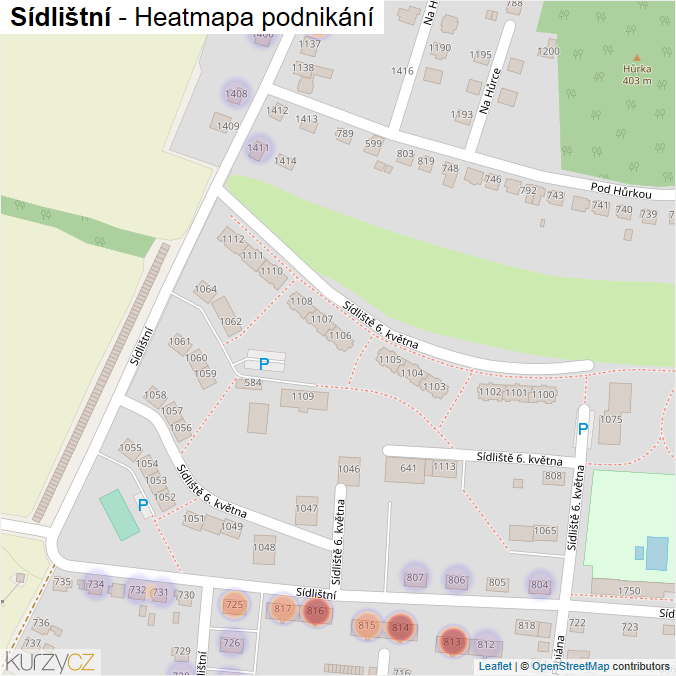 Mapa Sídlištní - Firmy v ulici.