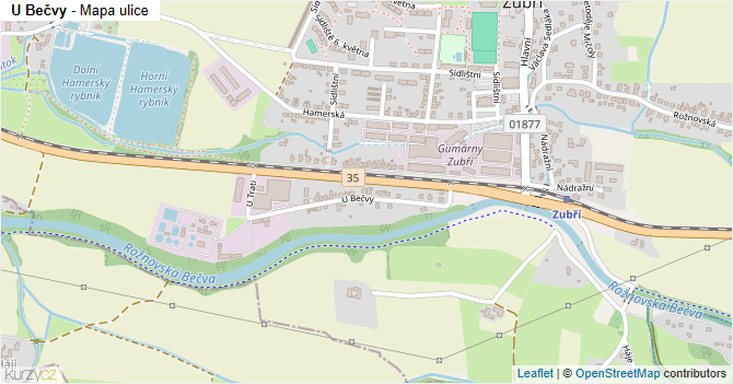 U Bečvy - mapa ulice