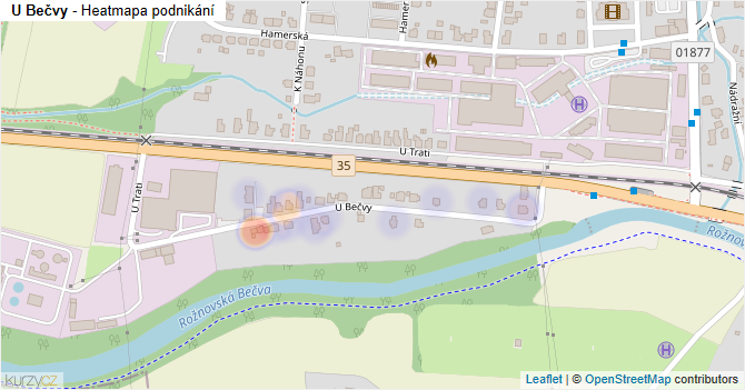 U Bečvy - mapa podnikání