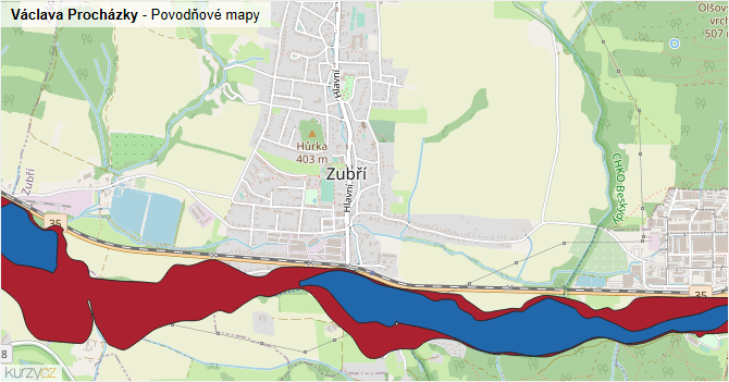 Václava Procházky - záplavové mapy stoleté vody