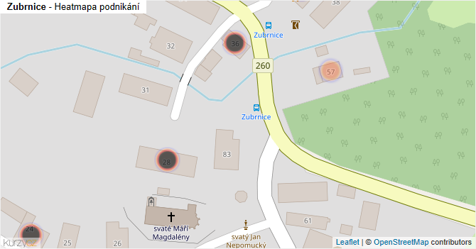 Zubrnice - mapa podnikání