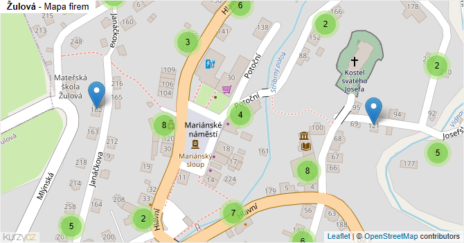 Žulová - mapa firem