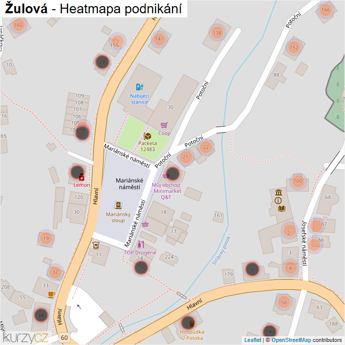 Mapa Žulová - Firmy v obci.