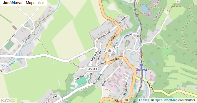 Janáčkova - mapa ulice
