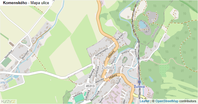Komenského - mapa ulice