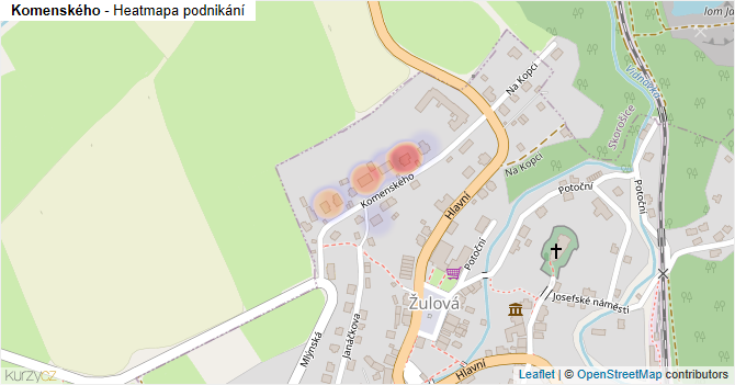 Komenského - mapa podnikání