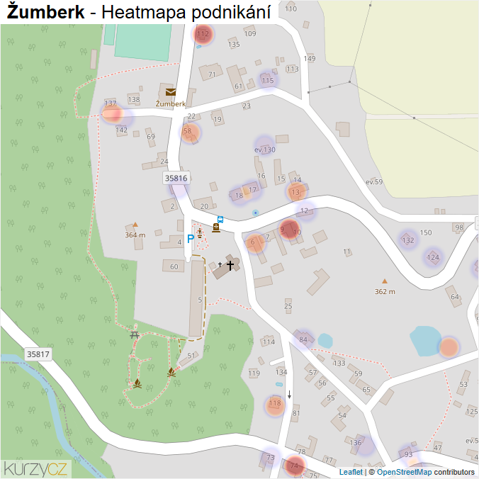 Mapa Žumberk - Firmy v části obce.
