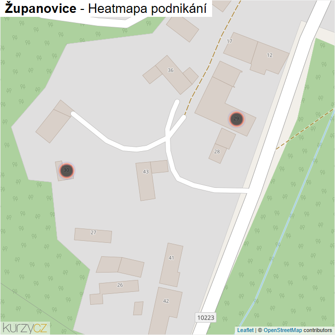 Mapa Županovice - Firmy v obci.