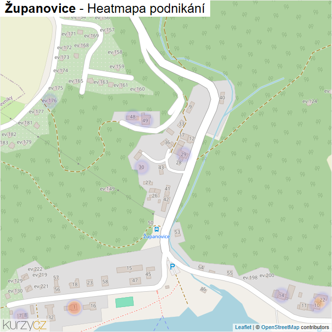Mapa Županovice - Firmy v části obce.
