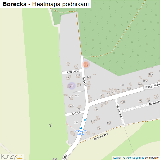 Mapa Borecká - Firmy v ulici.