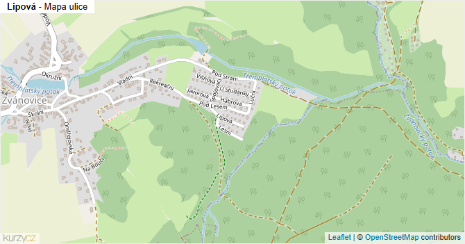Lipová - mapa ulice