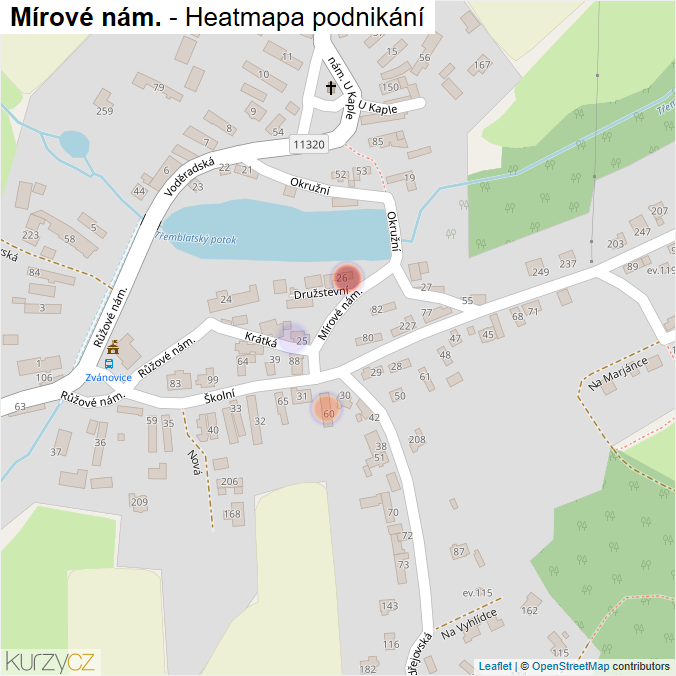 Mapa Mírové nám. - Firmy v ulici.