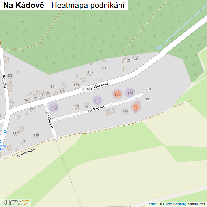 Mapa Na Kádově - Firmy v ulici.