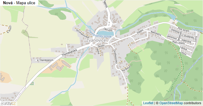 Nová - mapa ulice