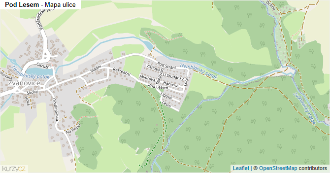 Pod Lesem - mapa ulice